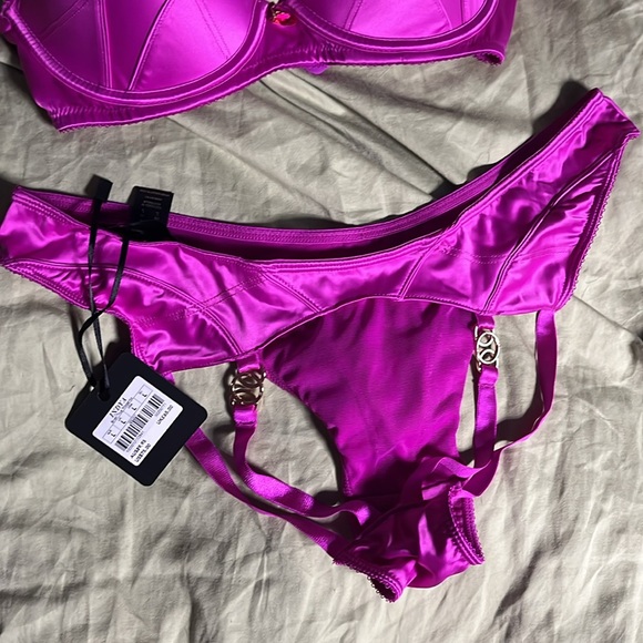 Honey Birdette indya Vibrant Magneta Purple Lingerie Set 32DD and cutout brief L - Picture 4 of 5